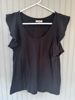 Madewell Black Flutter Sleeve Blouse - M